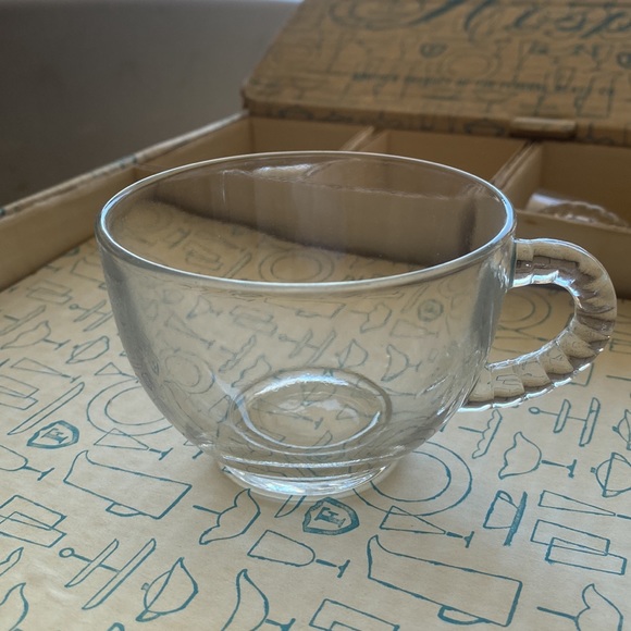 Federal glass co snack plate and mugs set. Clear glass - Picture 9 of 13